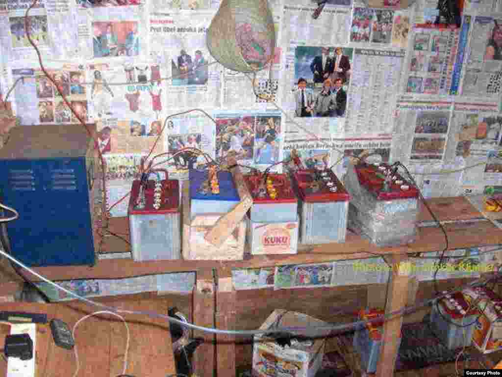 Electricity is channeled to a business center in Mbuiru, where it charges batteries that are used to electrify individual households. (Photo: Practical Action)