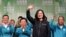 Incumbent Taiwan President Tsai Ing-wen waves to supporters after her election victory at a rally, outside the Democratic Progressive Party (DPP) headquarters, in Taipei, Taiwan, Jan. 11, 2020.