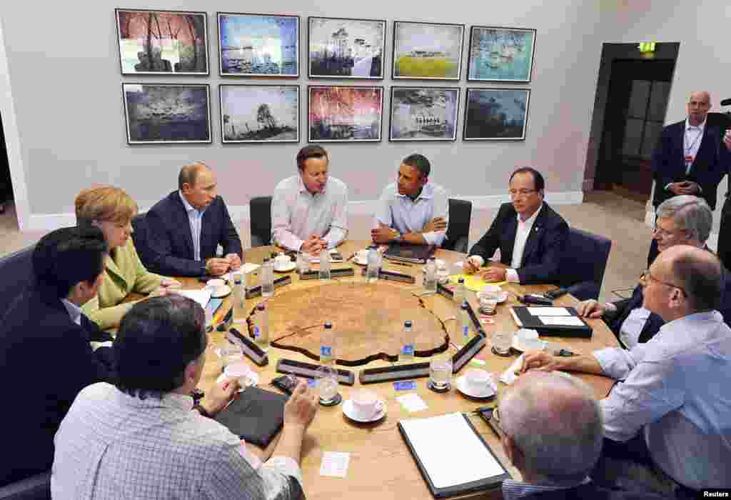G8 leaders meet at Lough Erne, near Enniskillen, Northern Ireland, June 