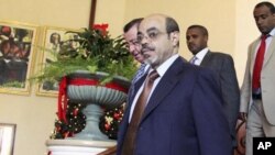 Ethiopia's Prime Minister Meles Zenawi arrives at the 16th Extra Ordinary Summit of IGAD Heads of state meeting on Somalia, in Addis Ababa, November 25, 2011.
