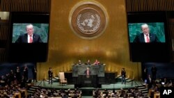 도널드 트럼프 미국 대통령이 지난해 9월 뉴욕에서 열린 유엔총회에서 기자회견을 했다.