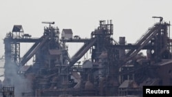 A view shows destroyed facilities of Azovstal Iron and Steel Works in Mariupol