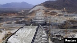 FILE - A general view of Ethiopia's Grand Renaissance Dam, as it undergoes construction, is seen during a media tour along the river Nile in Benishangul Gumuz Region, Guba Woreda, in Ethiopia, March 31, 2015.
