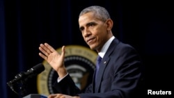 Presiden Barack Obama di gedung Putih, Washington (14/12).