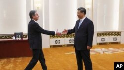 美国国务卿布林肯2023年6月19日在北京会见中国国家主席习近平。（美联社）