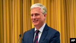 로버트 오브라이언 미국 백악관 국가안보보좌관이 6일 솔트레이크시티에서 열린 국가안보 주재 회의에서 발언했다.