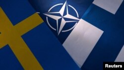 تلفیقی از پرچم سوئد و نشان «ناتو».