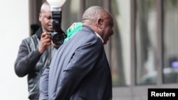South African President Cyril Ramaphosa arrives at the African National Congress (ANC) National Executive Committee meeting in Johannesburg, South Africa, Dec. 5, 2022. 
