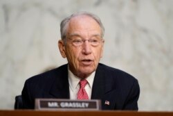 FILE - Sen. Charles Grassley, R-Iowa, speaks during a Senate Judiciary Committee hearing, Oct. 14, 2020, on Capitol Hill in Washington.
