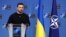 უკრაინის პრეზიდენტი ნატოში გამართულ პრესკონფერენციაზე. 17 ოქტომბერი, 2024 წ. ბრიუსელი, ბელგია. 