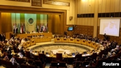 Pemandangan pertemuan menteri luar negeri Arab di Liga Arab di Kairo, Mesir, 10 Januari 2016. 
