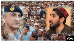Pemimpin Gerakan Tahafuz Pashtun (PTM) Pakistan, Manzoor Pashteen (kanan) dan Komandan Angkatan Darat Pakistan Jendral Bajwa. (Foto: dok). 