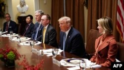 도널드 트럼프 미국 대통령이 지난 5일 백악관에서 유엔 안보리 상임이사국 대표들과 오찬을 가졌다.