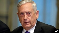 Defense Secretary Jim Mattis answers a question about the ambush of U.S. troops in Niger at the Pentagon, Oct. 19, 2017, in Washington.