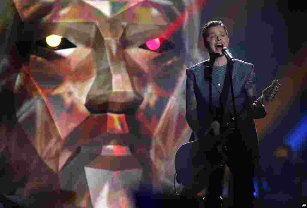 O.Torvald from Ukraine perform the song "Time" during the Final for the Eurovision Song Contest, in Kyiv, Ukraine, May 13, 2017.