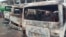 FILE - Burned buses are seen at the bus terminal in Buea, Cameroon, July 10, 2018. Gunfire broke out on July 9 in Buea, the capital of a western region of Cameroon gripped by violence between anglophone separatists and security forces.