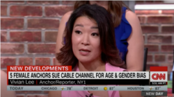 비비안 리 앵커가 CNN 방송에 출연해, 성ㆍ연령차별 소송에 관해 설명하고 있다. (CNN 제공)