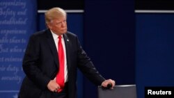 FILE - Then-Republican U.S. presidential nominee Donald Trump is seen during a presidential debate at Washington University in St. Louis, Missouri, Oct. 9, 2016.