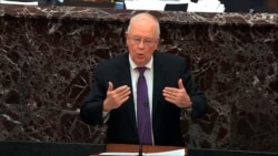 FILE - In this image from video, Kenneth Starr speaks during former President DonaldTrump's impeachment trial in the Senate at the Capitol in Washington, January 27, 2020.