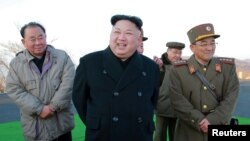 North Korean leader Kim Jong Un supervised a ballistic rocket launching drill of Hwasong artillery units of the Strategic Force of the KPA on the spot in this undated photo released by North Korea's Korean Central News Agency (KCNA) in Pyongyang March 7, 2017.