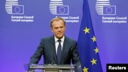 Arhiva - Predsednik Evropske komisije Donald Tusk na brifingu za medije u Briselu, Belgija (REUTERS/Francois Lenoir - RTX2HXIJ)