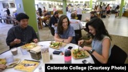 Students dine at Colorado College in Colorado Springs where the staff “strives to provide the college community with meals that are local, sustainable, delicious and nutritious,” the school says. 