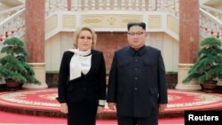 북한을 방문한 발렌티나 마트비옌코 러시아 상원의장이 9일 평양에서 김정은 국무위원장과 면담했다.