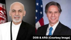 阿富汗总统加尼和美国国务卿布林肯。