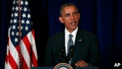 Presiden AS Barack Obama dalam konferensi pers di Kuala Lumpur, Malaysia, 22 November 2015.