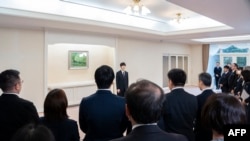 This handout photo taken and released on March 3, 2025 by the Imperial Household Agency of Japan shows Japan's Prince Hisahito attending his first press conference at the Imperial Palace in Tokyo.