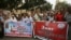 Pakistani journalists rally on the occasion of World Press Freedom Day in Karachi, Pakistan, May 3, 2018.