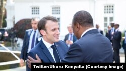 Rais Kenyatta akimpokea mgeni wake Rais Macron 