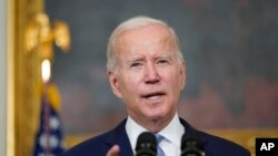 조 바이든 미국 대통령이 백악관에서 연설하고 있다. (자료사진)