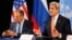 U.S. Secretary of State John Kerry, right, and Russian Foreign Minister Sergey Lavrov attend a news conference after the International Syria Support Group (ISSG) meeting in Munich, Germany, Feb. 12, 2016.