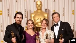 Christian Bale, Oscar® winner for Performance by an Actor in a Supporting Role for his role in “The Fighter”; Natalie Portman, Oscar® winner for Performance by an Actress in a Leading Role for her role in “Black Swan”; Melissa Leo, Oscar® winner for Perfo