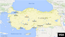 Peta Turki menunjukkan kota pelabuhan Izmir