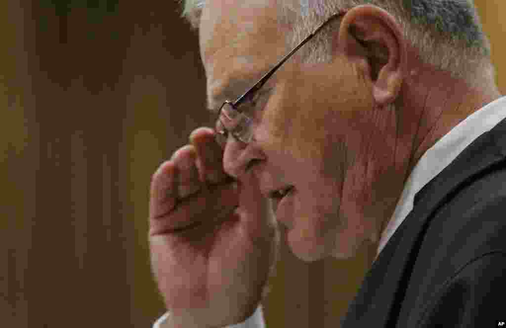 Defense attorney Barry Roux puts forward his arguments in court in the case for Oscar Pistorius, in Pretoria, South Africa, Dec. 9, 2014.