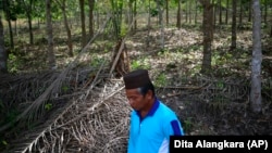 A villager walks on land they fear will be affected by Asia Pulp & Paper expansion in West Bangka, Indonesia. The pulp and paper company part of the Indonesian conglomerate Sinarmas denies it controls a plantation company it wants as a supplier.