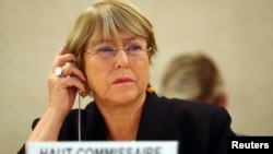 U.N. High Commissioner for Human Rights Michelle Bachelet attends a session of the Human Rights Council at the United Nations in Geneva, Switzerland, Sept. 9, 2019.