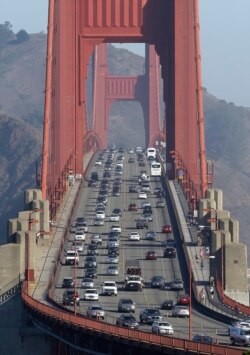 FILE - Traffic flows over the Golden Gate Bridge in San Francisco in this Sept. 19, 2013 file photo