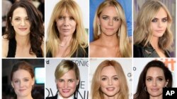 A combination photo shows actresses who have made allegations against producer Harvey Weinstein. Listed in alphabetical order, top row from left, Asia Argento, Rosanna Arquette, Jessica Barth, Cara Delevingne, Romola Garai, Judith Godreche, Heather Graham