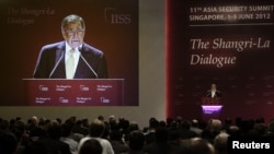 US Defense Secretary Leon Panetta speaks at the International Institute of Strategic Studies (IISS) Asia Security Summit: The Shangri-La Dialogue in Singapore June 2, 2012. 