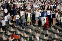Pope Francis arrives in the St. Damaso courtyard on the occasion of the weekly general audience at the Vatican, Sept. 16, 2020.