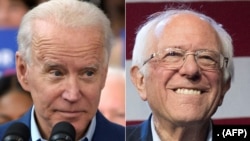 Mantan Wakil Presiden AS Joe Biden (kiri) kembali mengalahkan Senator Vermont Bernie Sanders dalam pemilihan pendahuluan calon presiden Partai Demokrat, Selasa (10/3). 