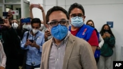 Special Prosecutor's Office Against Impunity Juan Francisco Sandoval arrives at a press conference in Guatemala City, July 23, 2021, after the country's attorney general removed him from his post.