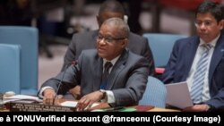 Maman Sidikou, envoyé spécial de l'ONU et chef de la mission ousiennes en RDC devant le Conseil de sécurité, New York, 11 octobre 2017. (Twitter/La France à l'ONU‏Verified account @franceonu)