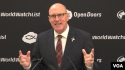 데이비드 커리 오픈 도어즈 USA 회장이 16일 워싱턴에서 열린 '2019 세계 기독교 감시 목록’을 발표하면서 북한의 열악한 인권 상황을 지적했다.