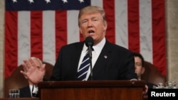 Presiden AS Donald J. Trump berpidato di Kongres (28/2). (Reuters/Jim Lo Scalzo)