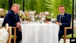 Shugaban Amurka Donald Trump (hagu) da shugaban Faransa Emmanuel Macron (dama)